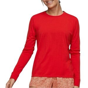 Seg’ments merino wool red long sleeve shirt stretchy fitted size Large